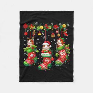 Drei Santa Reindeer Elf Guinea Gs in Weihnachtssoc Fleecedecke