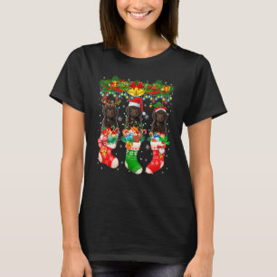 Drei Santa-Rentier-Elfen-Sproodle-Hunde an Weihnac T-Shirt
