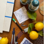 Drei Sardinen + blaue Tile Poster