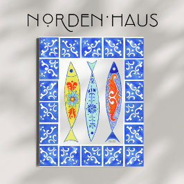 Drei Sardinen + blaue Tile Poster