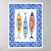 Drei Sardinen + blaue Tile Poster (Vorne)