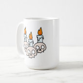 Drei Schädel mit brennenden Kerzen Kaffeetasse (Vorderseite Links)