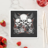 Drei Schädel mit einem Motorrad mit rotem Chopper Serviette (Beispiel)