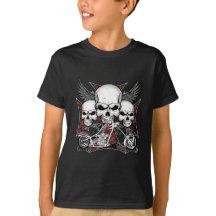Drei Schädel mit Red Chopper Motorrad Boy