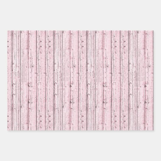 Drei Schattierungen aus rosa Knotty-Holz Geschenkpapier Set (Vorderseite 2)
