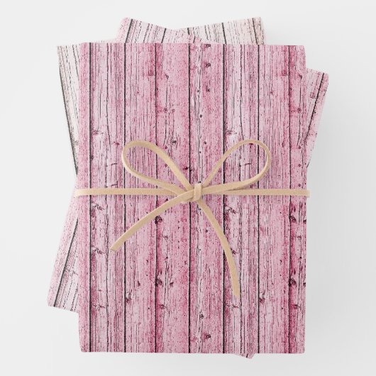 Drei Schattierungen aus rosa Knotty-Holz Geschenkpapier Set (Beispiel)