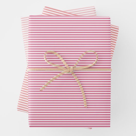 Drei Schattierungen Rosa Streifen Geschenkpapier Set (Beispiel)