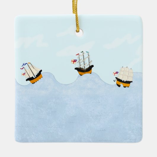 Drei Schiffe auf dem Rollsee Keramikornament (Vorderseite)
