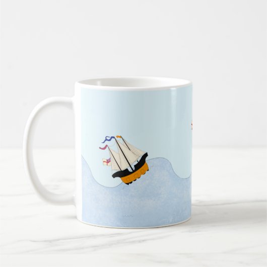 Drei Schiffe, die auf dem Schiff fahren Kaffeetasse (Links)