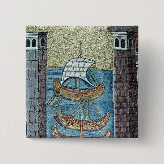 Drei Schiffe, die den Hafen von Ravenna kommen Button (Vorderseite)