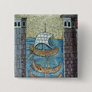 Drei Schiffe, die den Hafen von Ravenna kommen Button