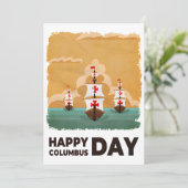 Drei Schiffe glücklich Kolumbus Tag Einladung (Stehend Vorderseite)