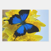 Drei Schmetterlinge auf hübschen Blume Geschenkpapier Set (Vorderseite 2)