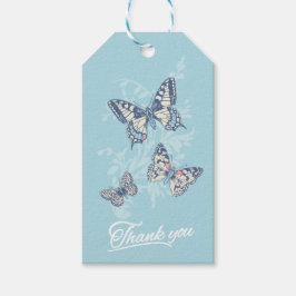 Drei Schmetterlinge, die hellblau gezeichnet haben Geschenkanhänger