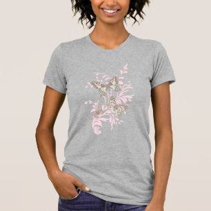 Drei Schmetterlinge rosa T - Shirt