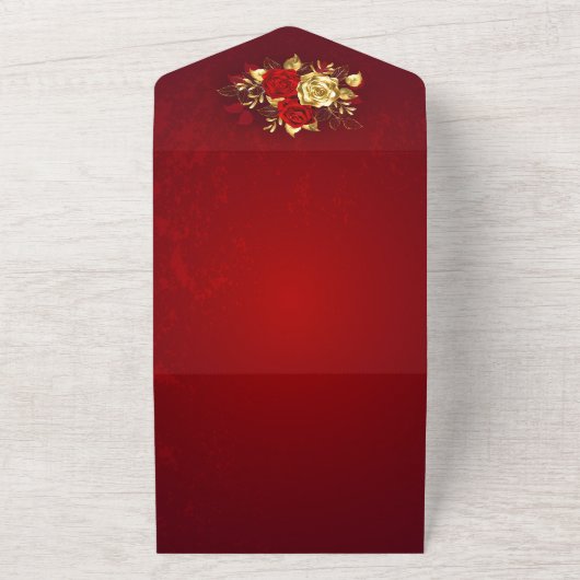 Drei Schmuckstücke Rose All In One Einladung (Außenbereich)