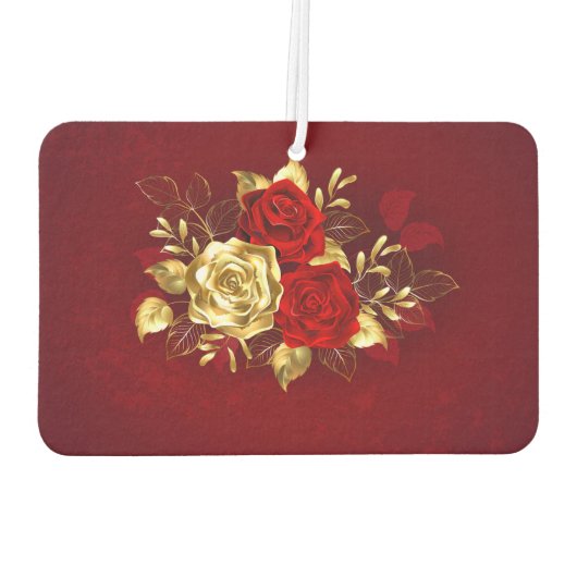 Drei Schmuckstücke Rose Autolufterfrischer (Rückseite)