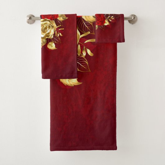 Drei Schmuckstücke Rose Badhandtuch Set (Insitu)
