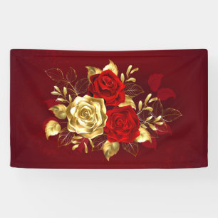 Drei Schmuckstücke Rose Banner