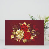 Drei Schmuckstücke Rose Briefpapier (Stehend Vorderseite)