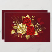 Drei Schmuckstücke Rose Briefpapier (Vorne/Hinten)