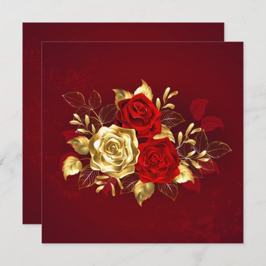 Drei Schmuckstücke Rose Dankeskarte (Vorne/Hinten)