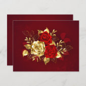 Drei Schmuckstücke Rose Einladung (Vorne/Hinten)