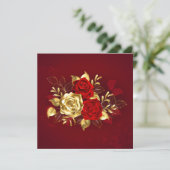 Drei Schmuckstücke Rose Einladung (Stehend Vorderseite)