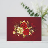 Drei Schmuckstücke Rose Einladung (Stehend Vorderseite)