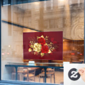 Drei Schmuckstücke Rose Fensteraufkleber (Café-Fenster)