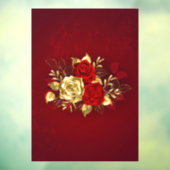 Drei Schmuckstücke Rose Fensteraufkleber (Blatt 3)