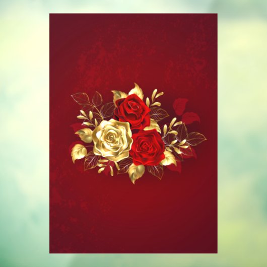 Drei Schmuckstücke Rose Fensteraufkleber (Blatt 3)