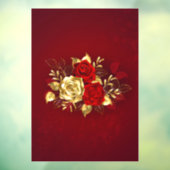 Drei Schmuckstücke Rose Fensteraufkleber (Blatt 3)