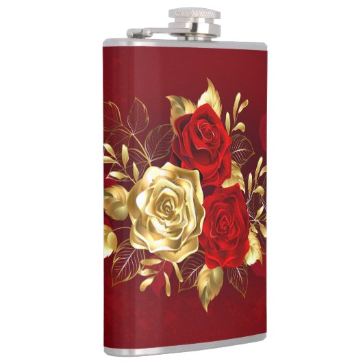 Drei Schmuckstücke Rose Flachmann (Rechts)