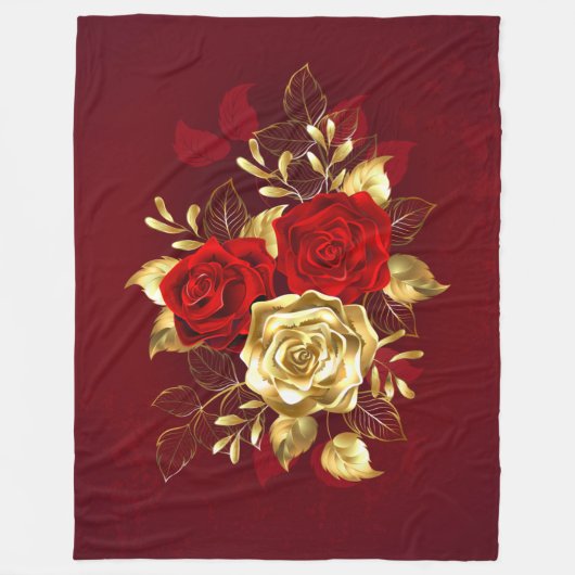 Drei Schmuckstücke Rose Fleecedecke (Vorderseite)