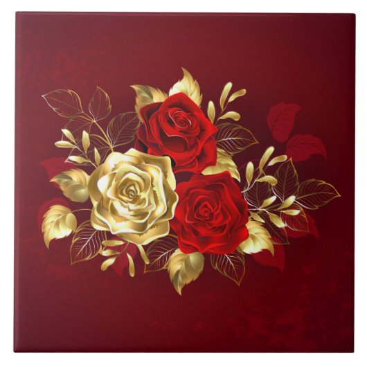 Drei Schmuckstücke Rose Fliese (Vorderseite)