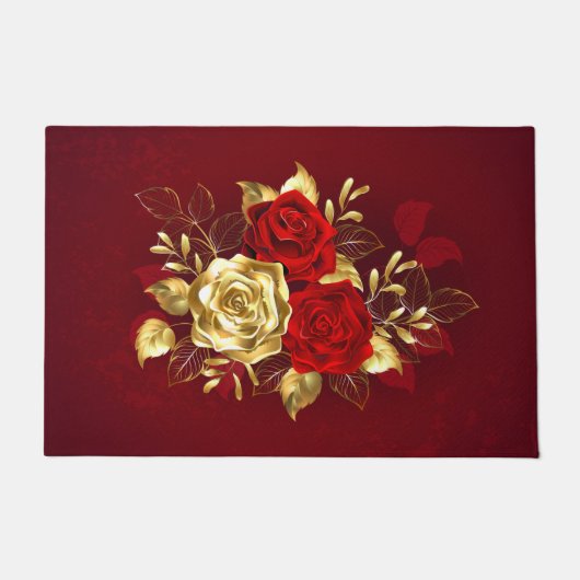 Drei Schmuckstücke Rose Fußmatte (Vorderseite)