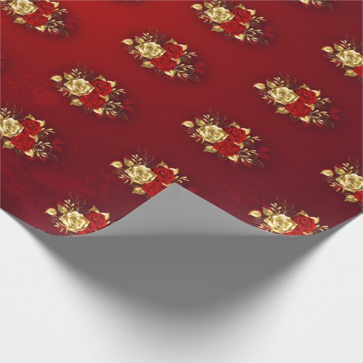 Drei Schmuckstücke Rose Geschenkpapier (Ecke)
