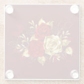 Drei Schmuckstücke Rose Glasuntersetzer (Rückseite)