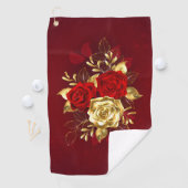 Drei Schmuckstücke Rose Golfhandtuch (Insitu)