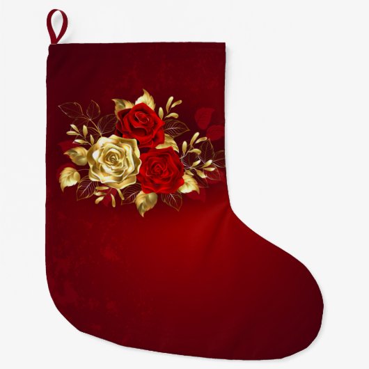 Drei Schmuckstücke Rose Großer Weihnachtsstrumpf (Vorderseite)