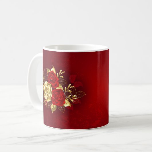 Drei Schmuckstücke Rose Kaffeetasse (Vorderseite Links)