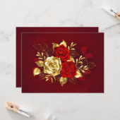 Drei Schmuckstücke Rose Karte (Vorderseite/Rückseite Beispiel)