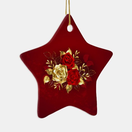 Drei Schmuckstücke Rose Keramik Ornament (Rechts)