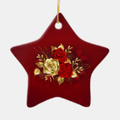 Drei Schmuckstücke Rose Keramik Ornament (Vorne)