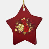 Drei Schmuckstücke Rose Keramik Ornament (Links)