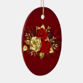 Drei Schmuckstücke Rose Keramik Ornament (Rechts)