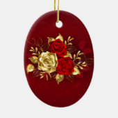 Drei Schmuckstücke Rose Keramik Ornament (Hinten)