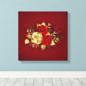 Drei Schmuckstücke Rose Leinwanddruck (Insitu (Holzboden))