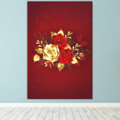 Drei Schmuckstücke Rose Leinwanddruck (Insitu (Holzboden))